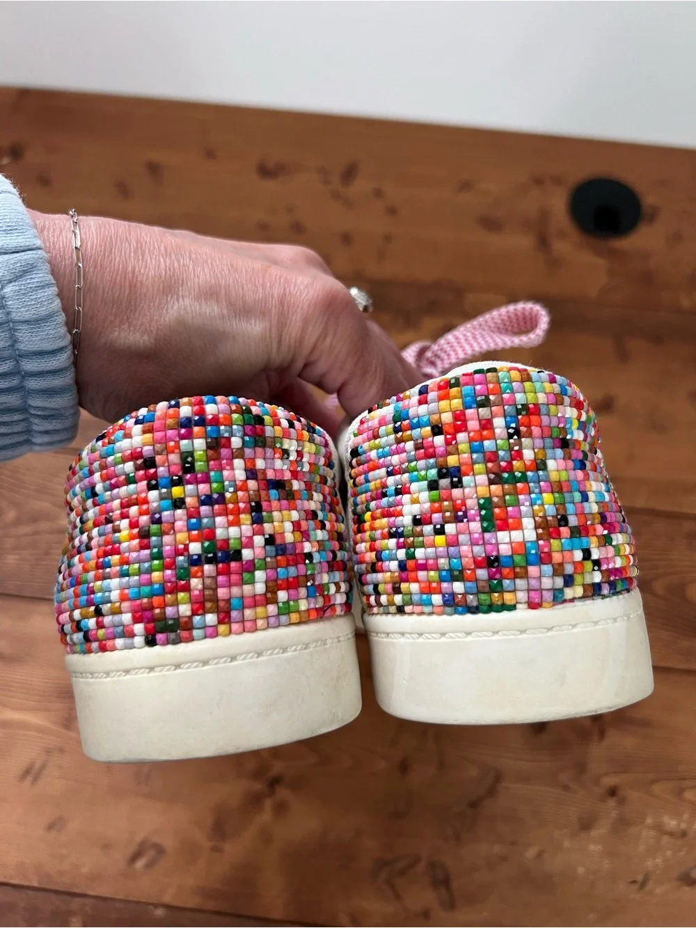 Circus by Sam Edelman White Sneakers Rainbow Beaded Heel Women’s 8